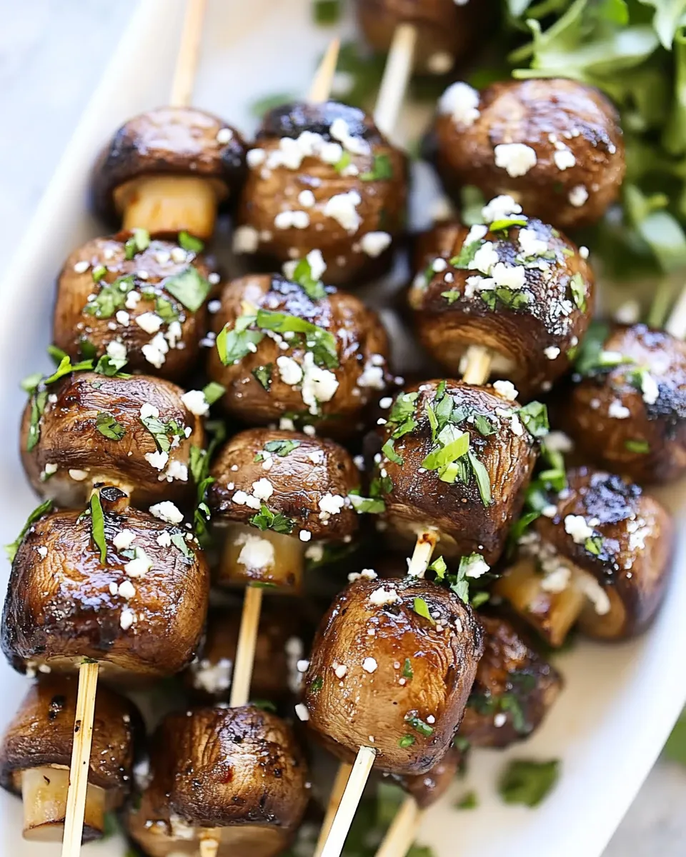 Quick Garlic Butter Mushroom Kebab shot