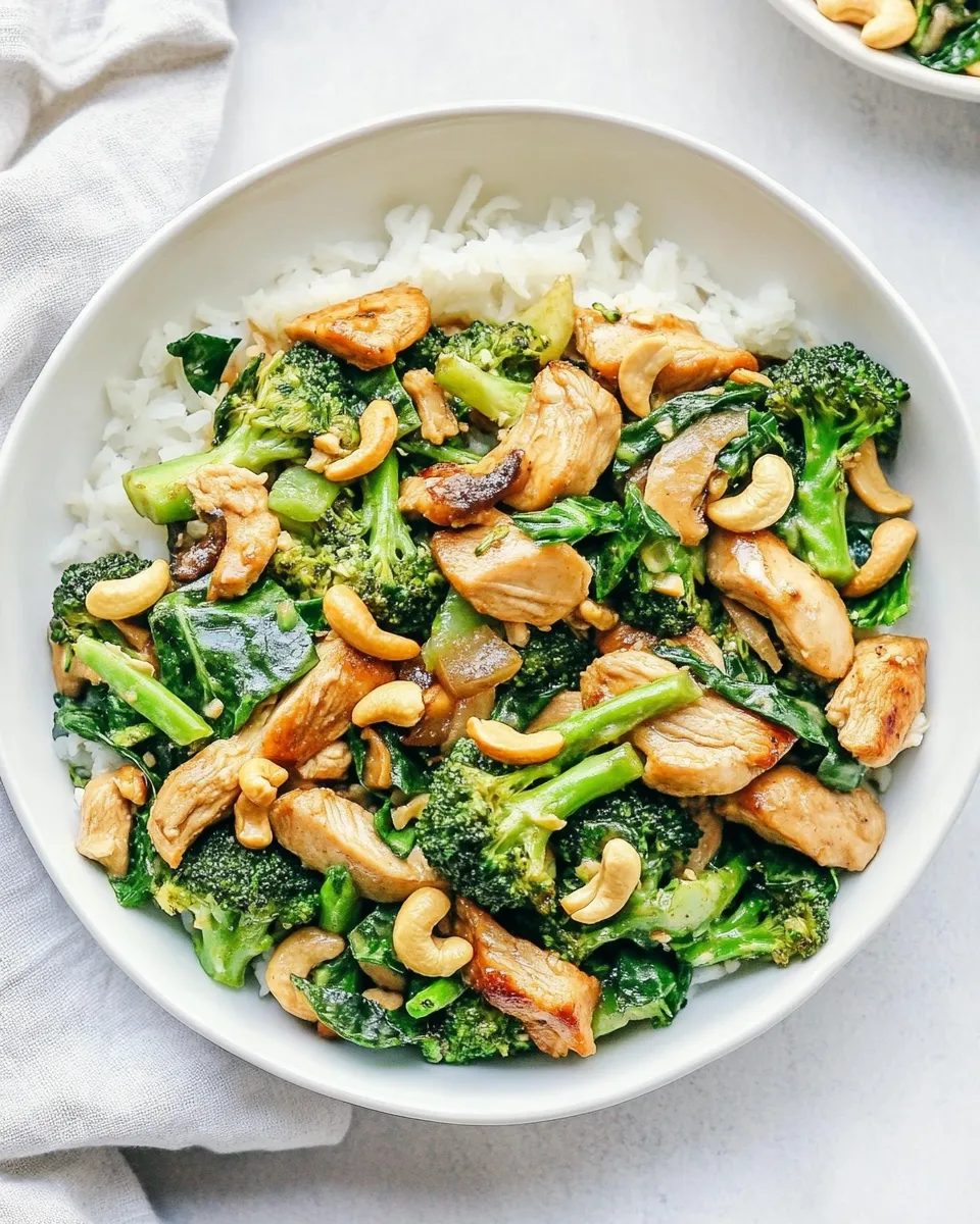 Healthy Garlic Chicken and Broccoli Cashew Stir Fry recipe photo