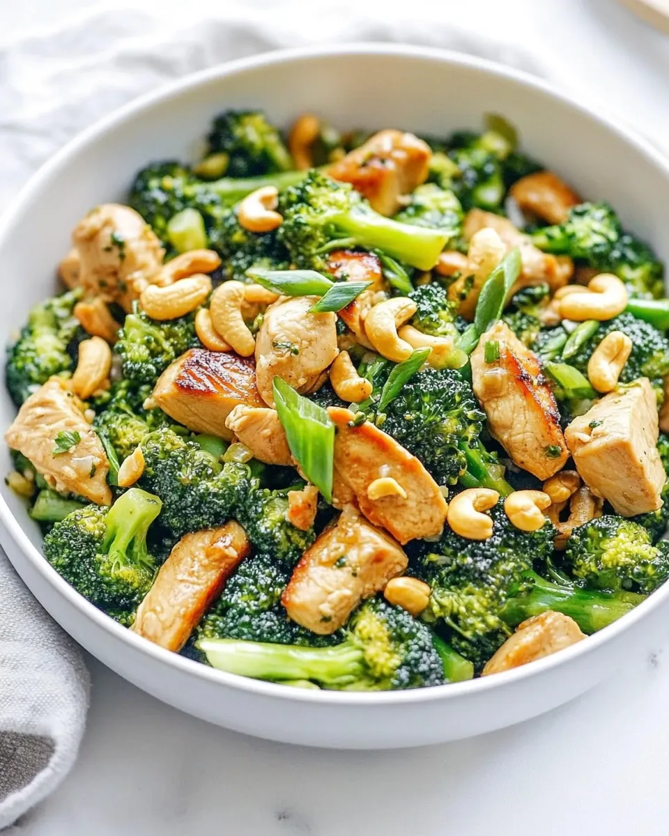 Quick Garlic Chicken and Broccoli Cashew Stir Fry shot