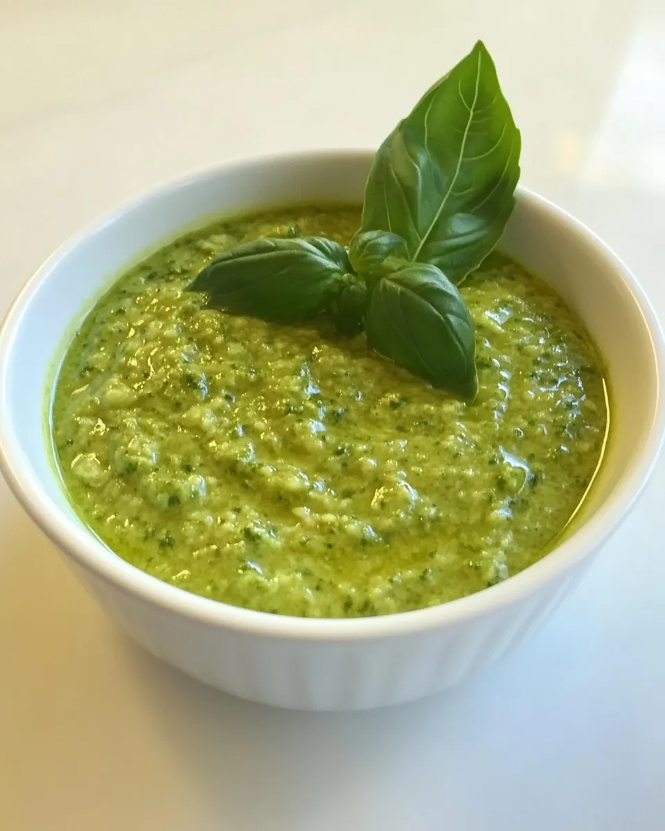 Delicious Garlic Pesto food shot