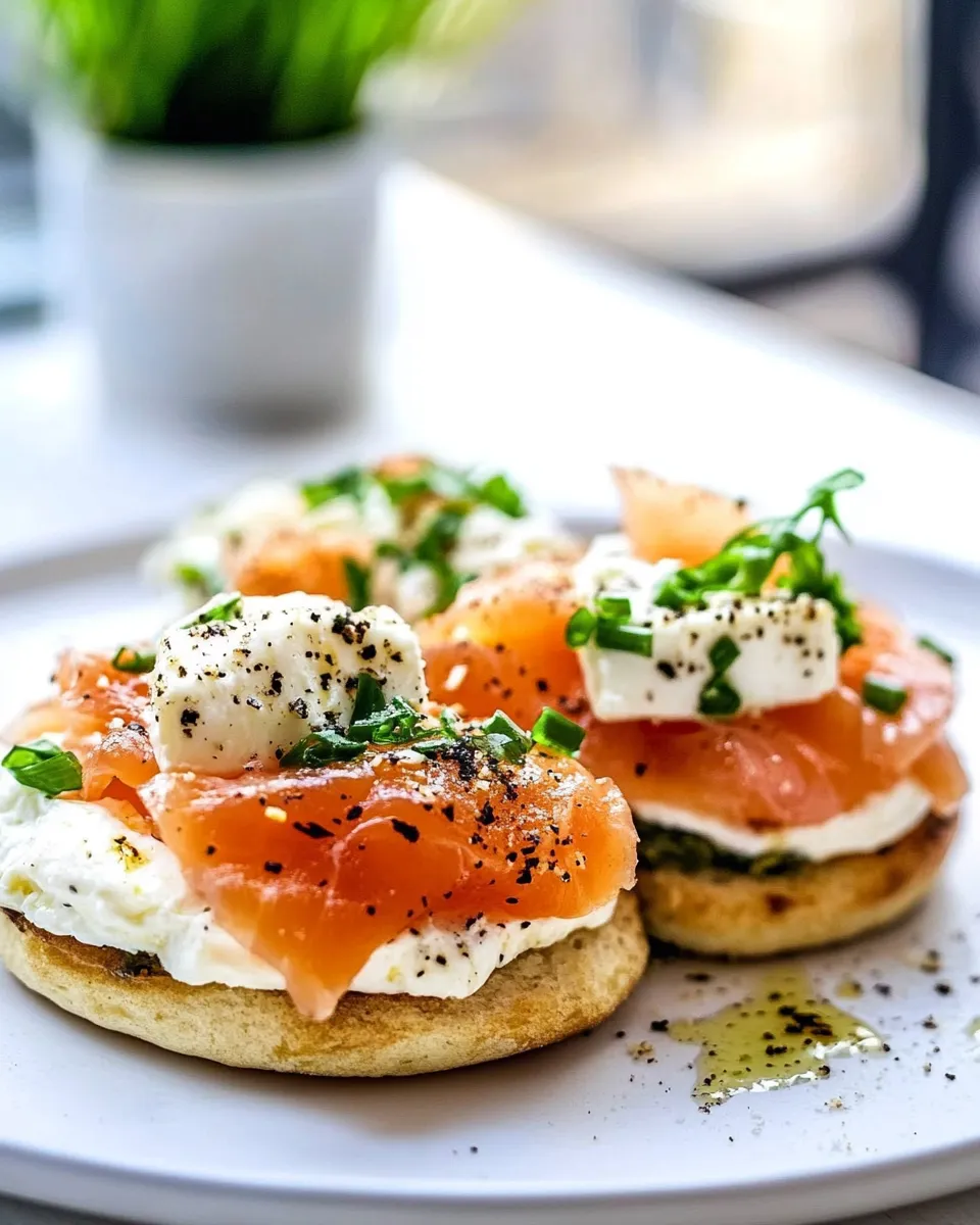 Delicious Goats Cheese and Smoked Salmon English Muffin shot
