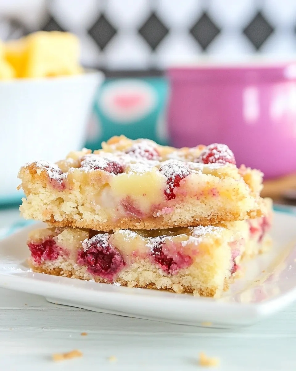 Homemade Gooey Raspberry Coffee Cake Bars photo