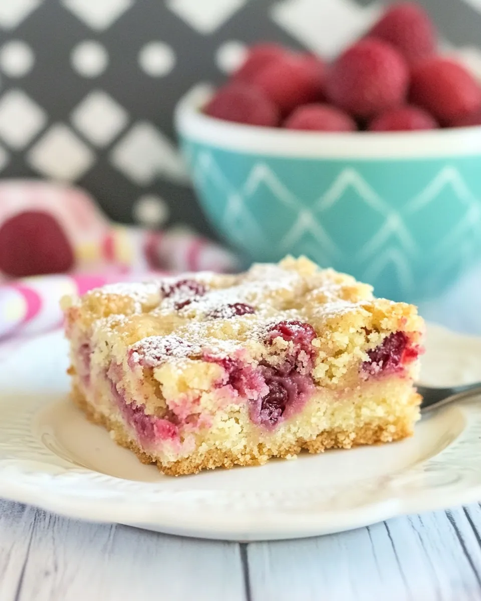 Easy Gooey Raspberry Coffee Cake Bars recipe photo