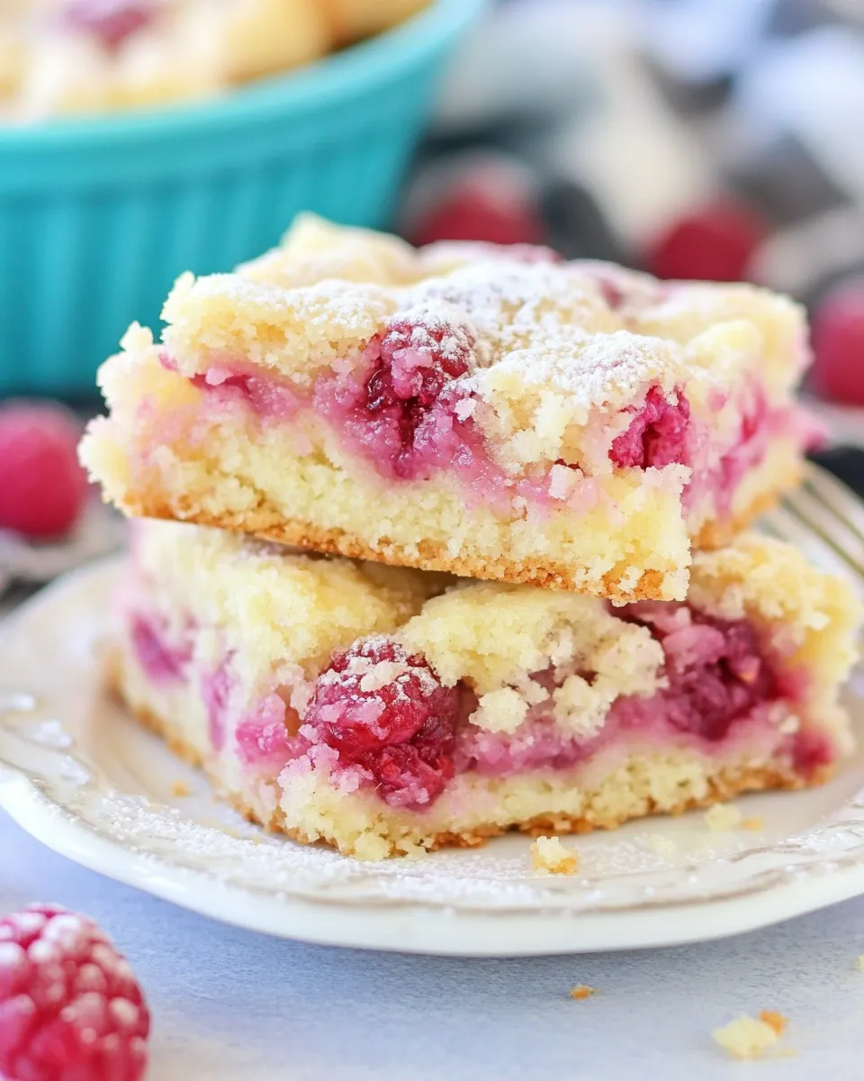 Delicious Gooey Raspberry Coffee Cake Bars shot