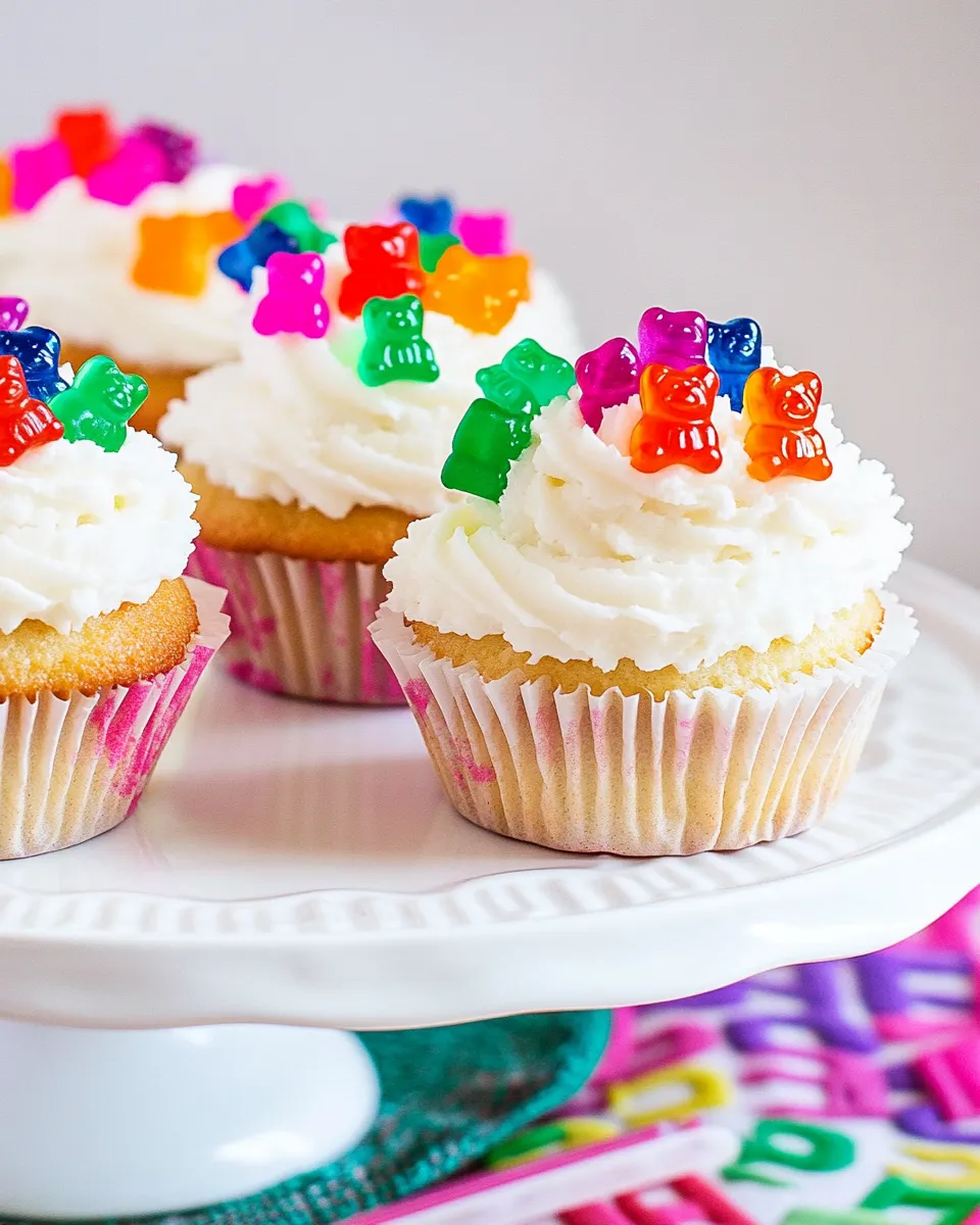 Delicious Gummy Bear White Chocolate Cupcakes image