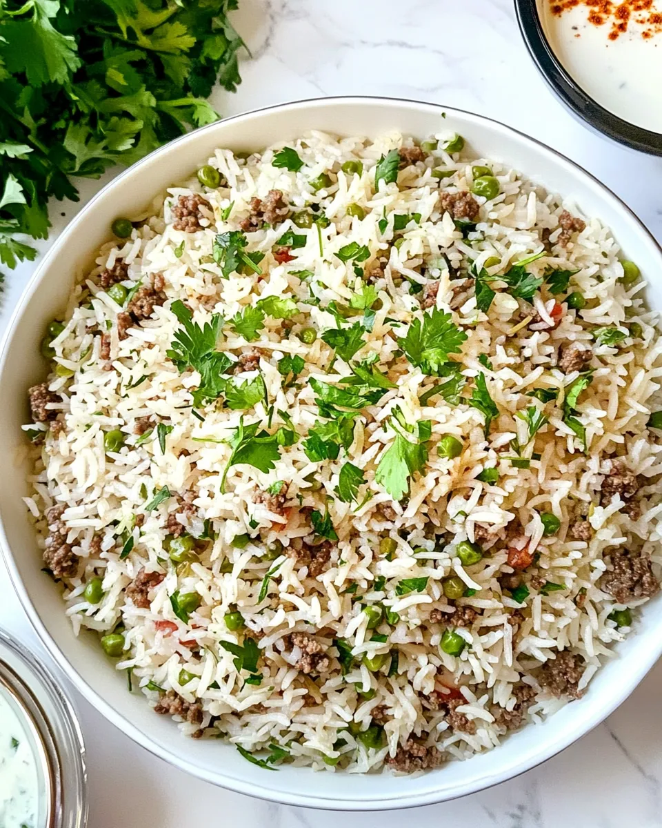 Easy Hashweh Rice: Middle Eastern Rice w/ Ground Beef & Yogurt Sauce recipe photo