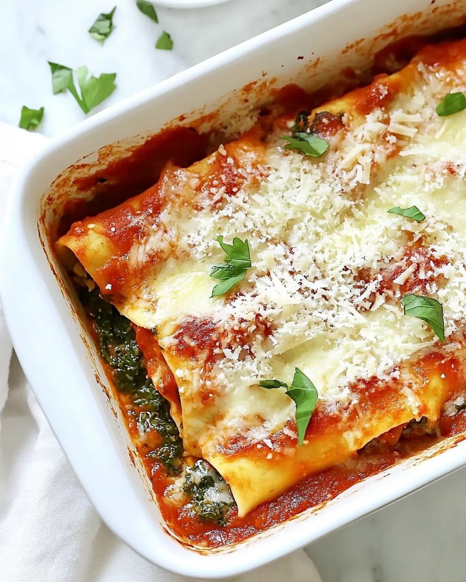 Ultimate Homemade Spinach Manicotti dish image