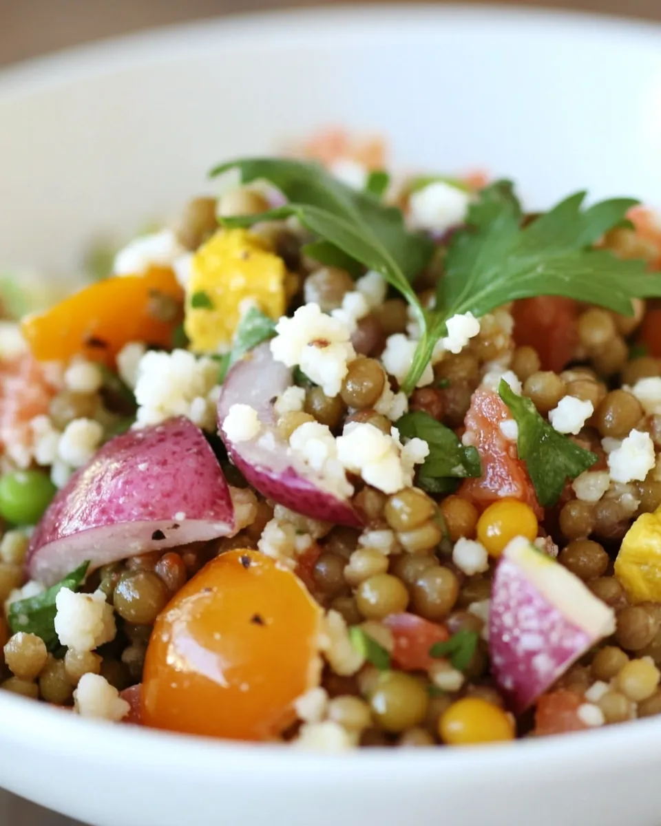Fresh Israeli Couscous & Green Lentil Salad shot