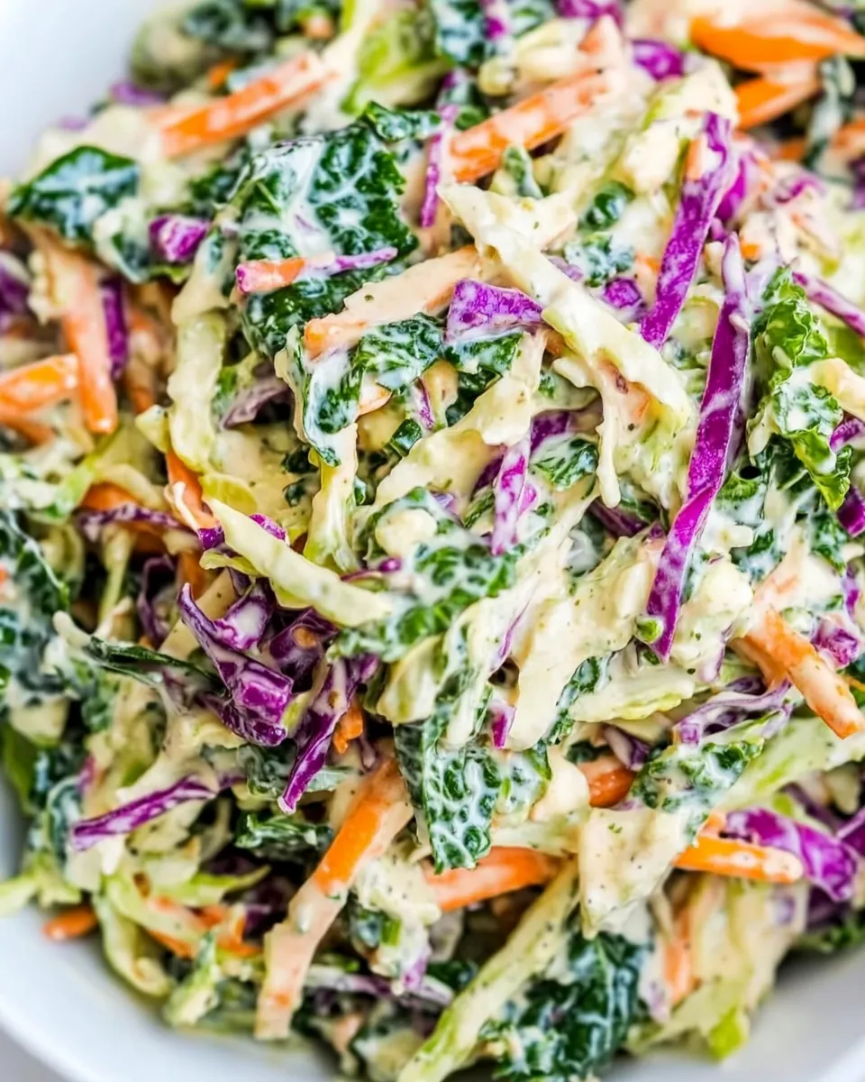 Easy Kale Slaw with Creamy Dressing (Vegan!) recipe photo