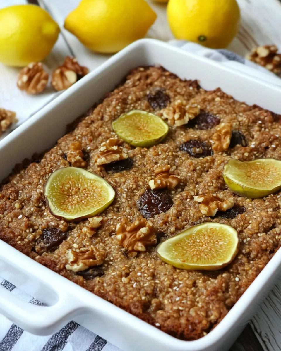 Healthy Lemon Millet Fig Cake with Walnuts and Candied Ginger recipe photo