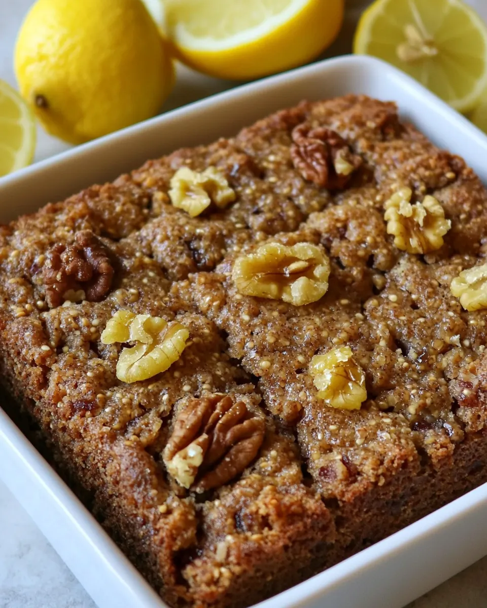 Sweet Lemon Millet Fig Cake with Walnuts and Candied Ginger shot