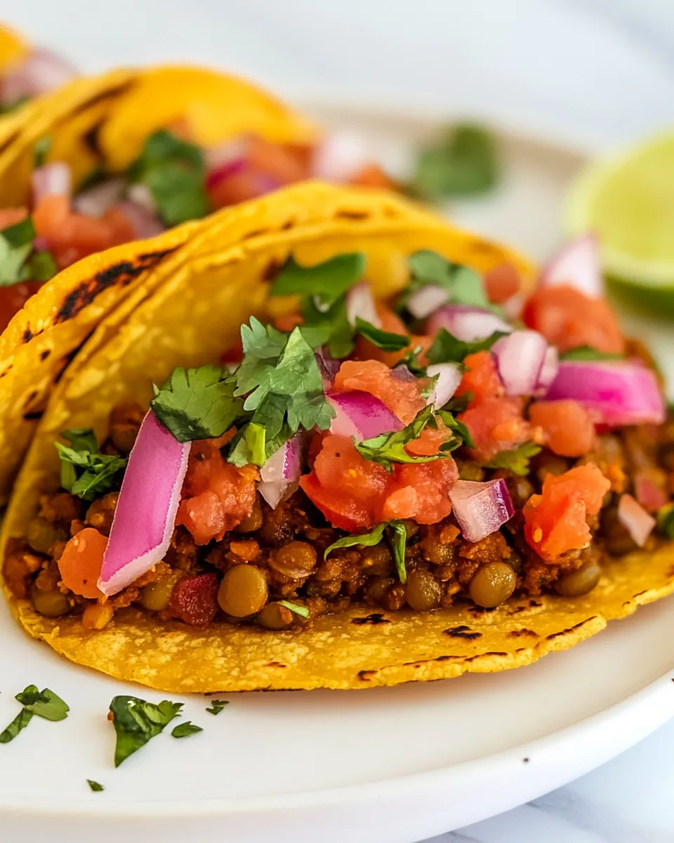 Delicious Lentil Tacos (Vegan) shot
