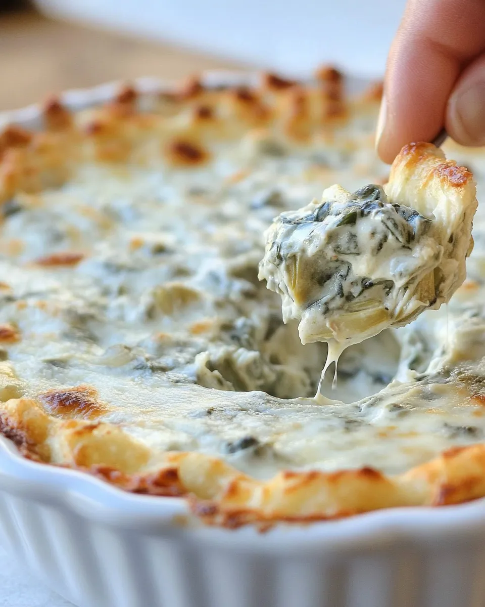 Delicious Lighter Spinach and Artichoke Dip shot