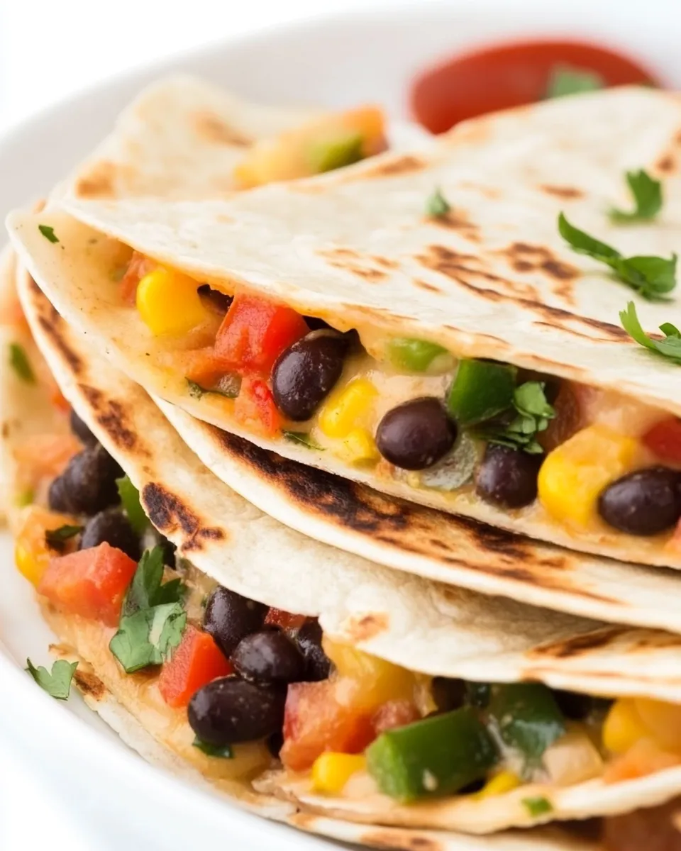 Delicious Loaded Black Bean Quesadilla with Veggies image