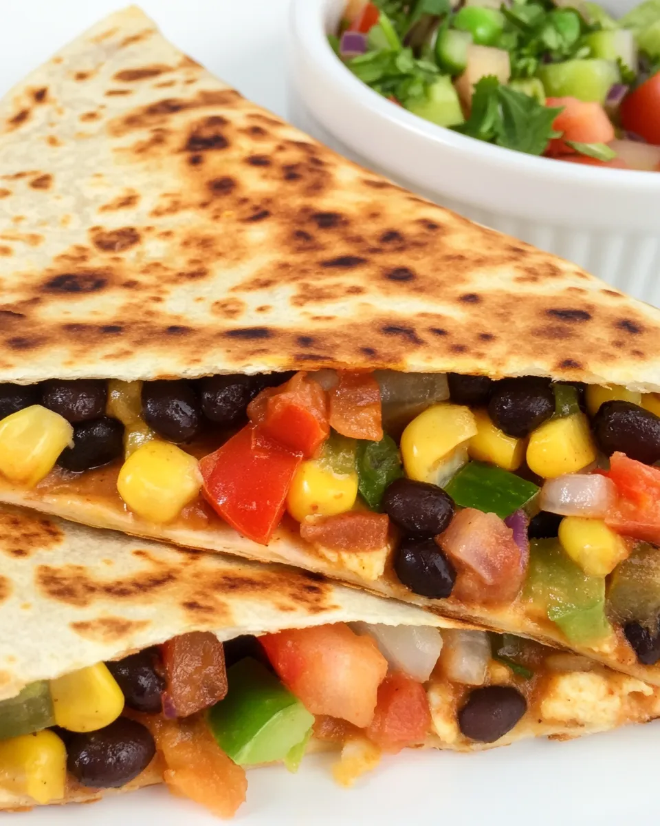 Tasty Loaded Black Bean Quesadilla with Veggies shot