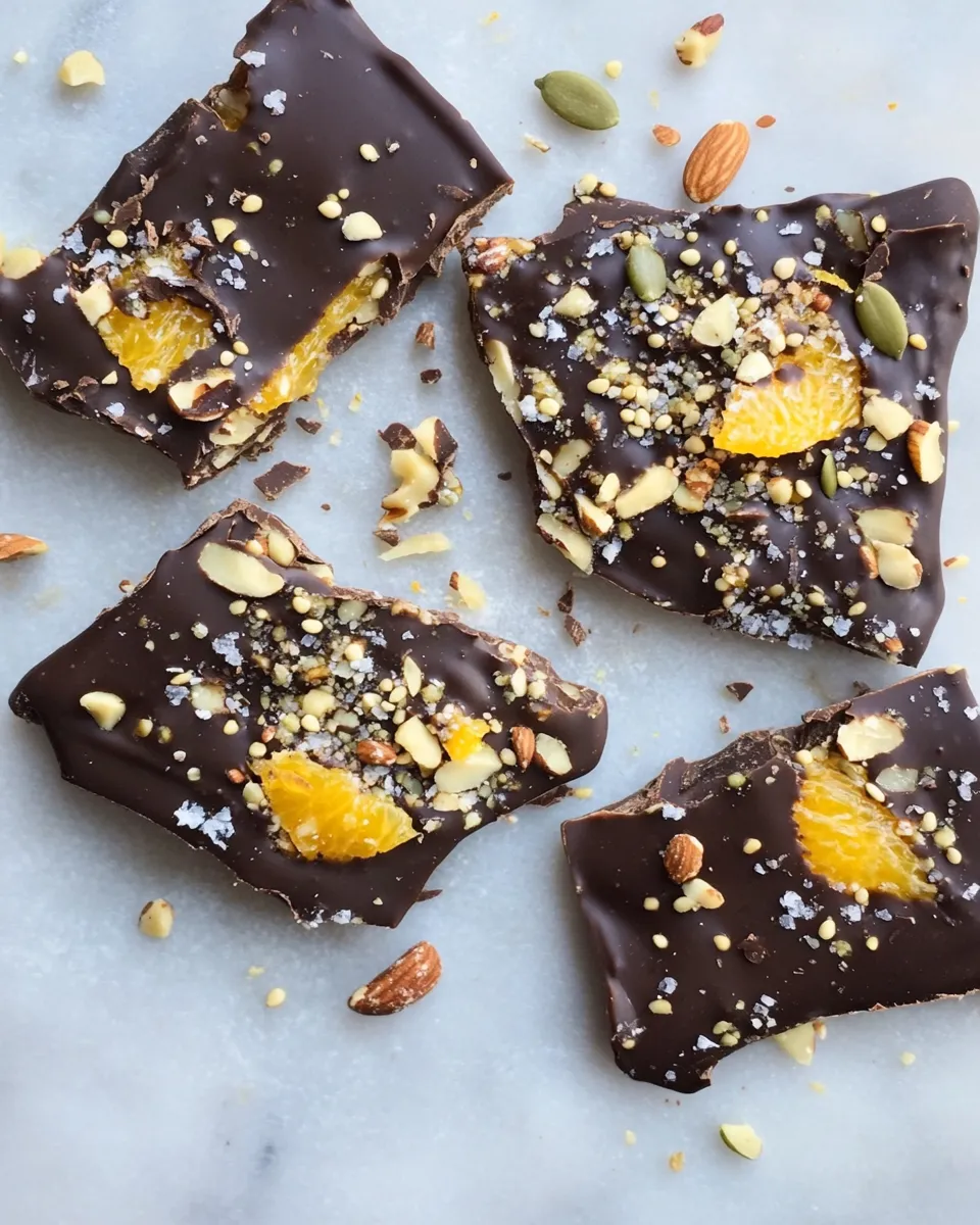 Delicious Loaded Chocolate Bark with Nuts, Seeds and Orange Chips image