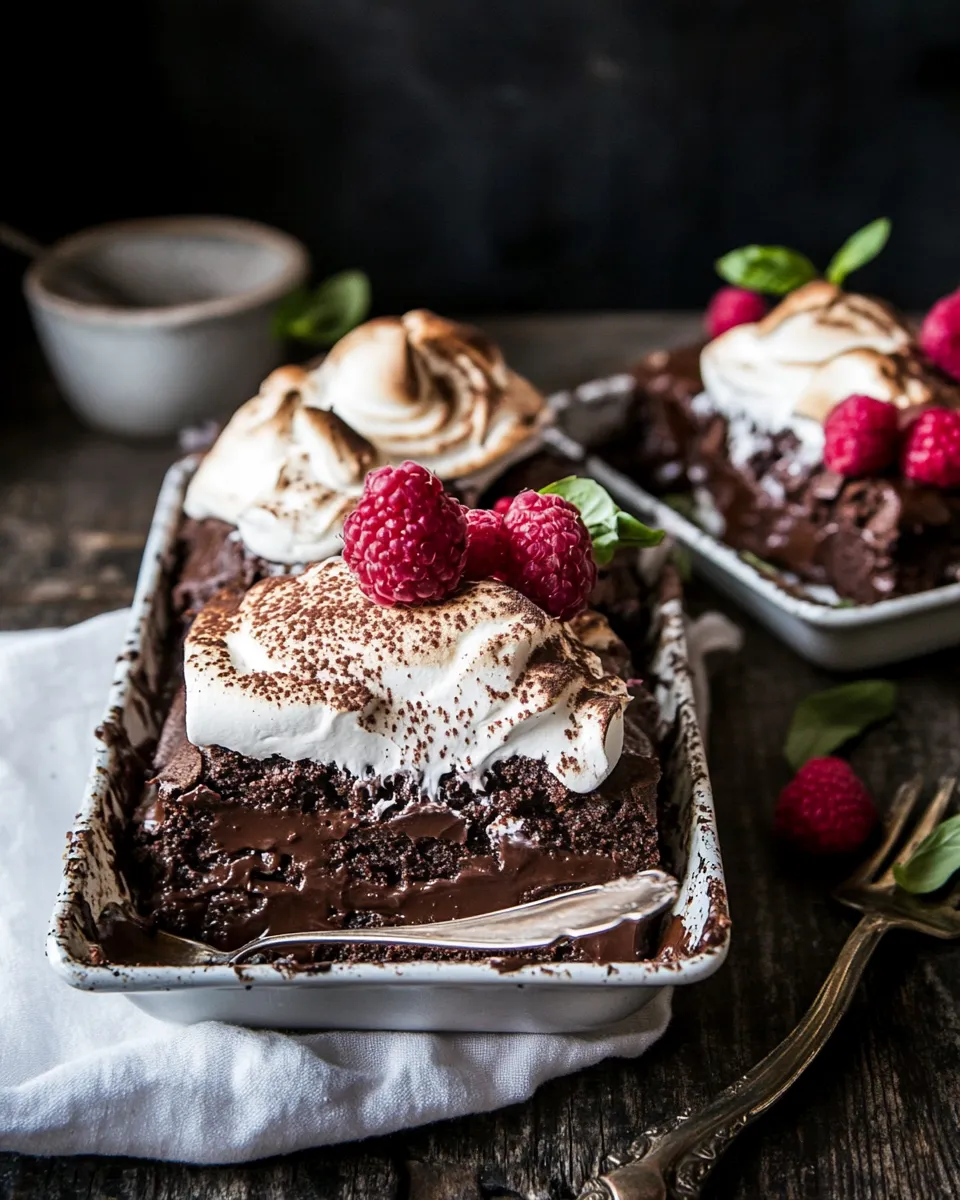 Fresh Magic Gooey Chocolate Meringue Texas Sheet Cake. picture