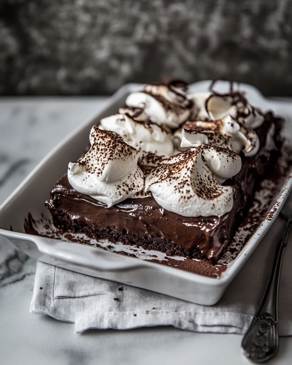 Savory Magic Gooey Chocolate Meringue Texas Sheet Cake. dish image
