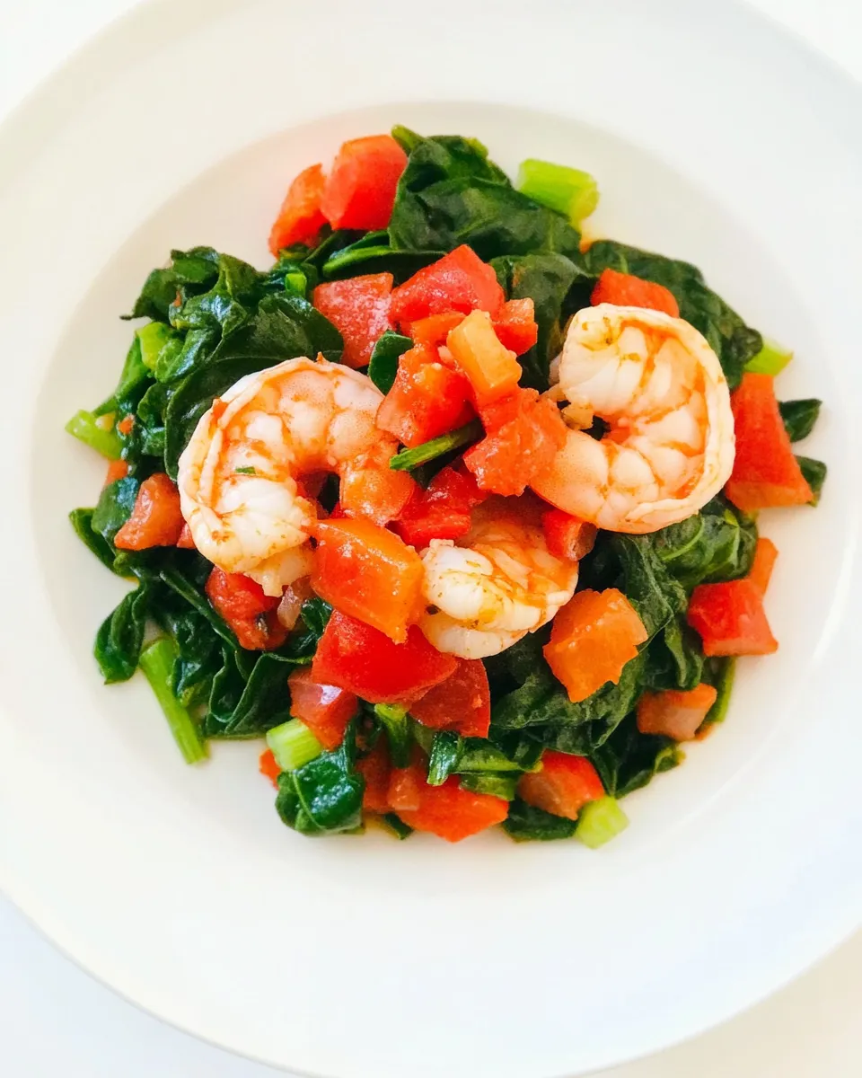 Tasty Mediterranean Shrimp with Spinach shot