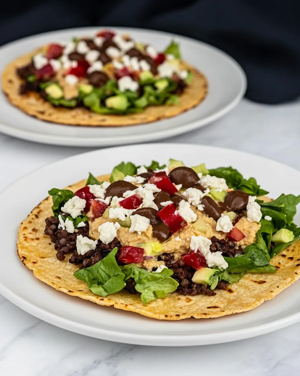Delicious Middle Eastern Tostadas with Hummus shot