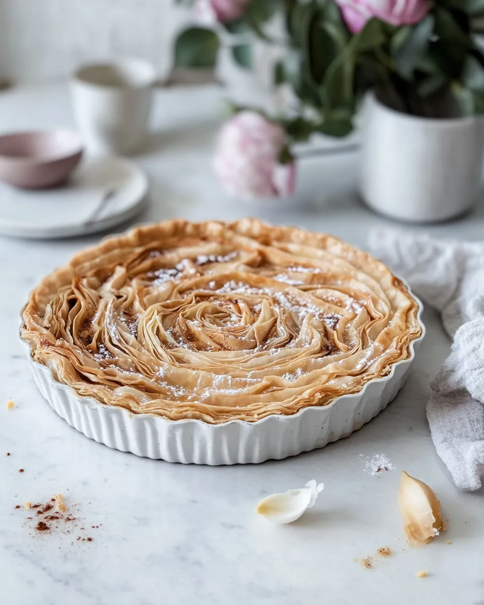 Easy Milk Tart Ruffled Phyllo Pie Recipe shot