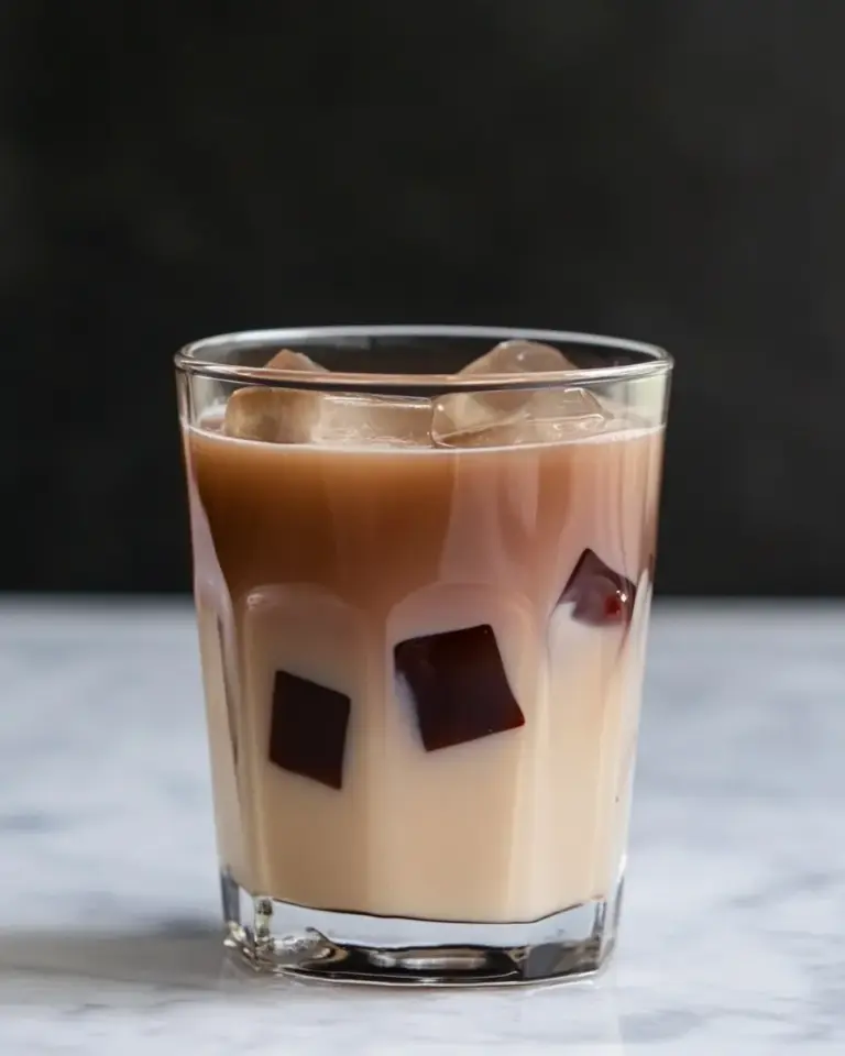 Homemade Milk Tea With Coffee Jelly photo