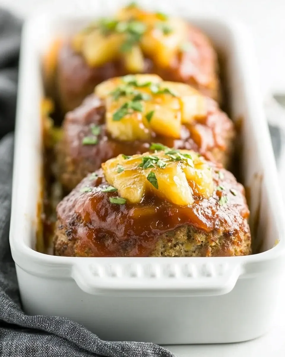 Savory Mini Meatloaf Recipe with Pineapple BBQ Sauce shot