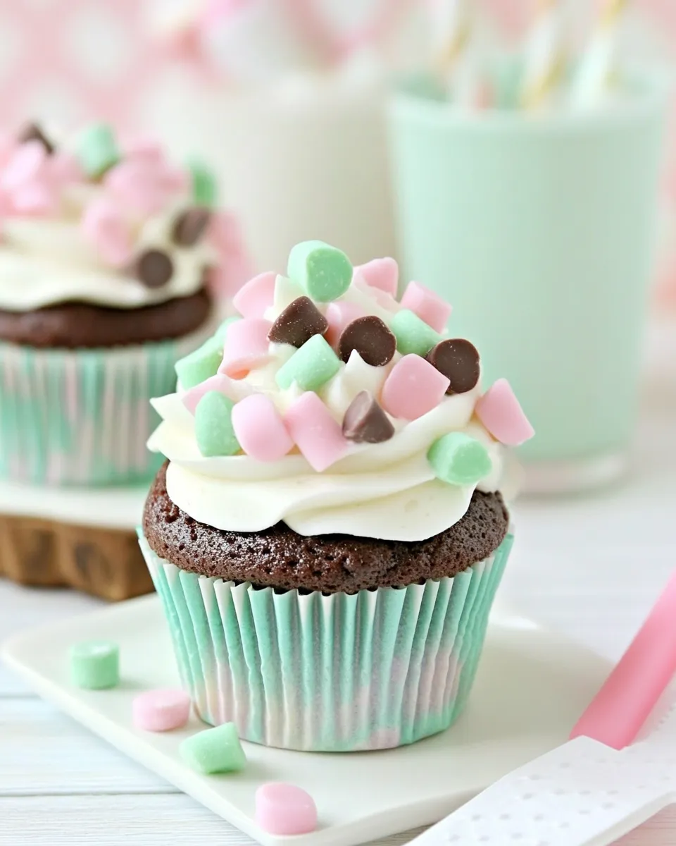 Easy Mint Chip Milkshake Cupcakes recipe photo