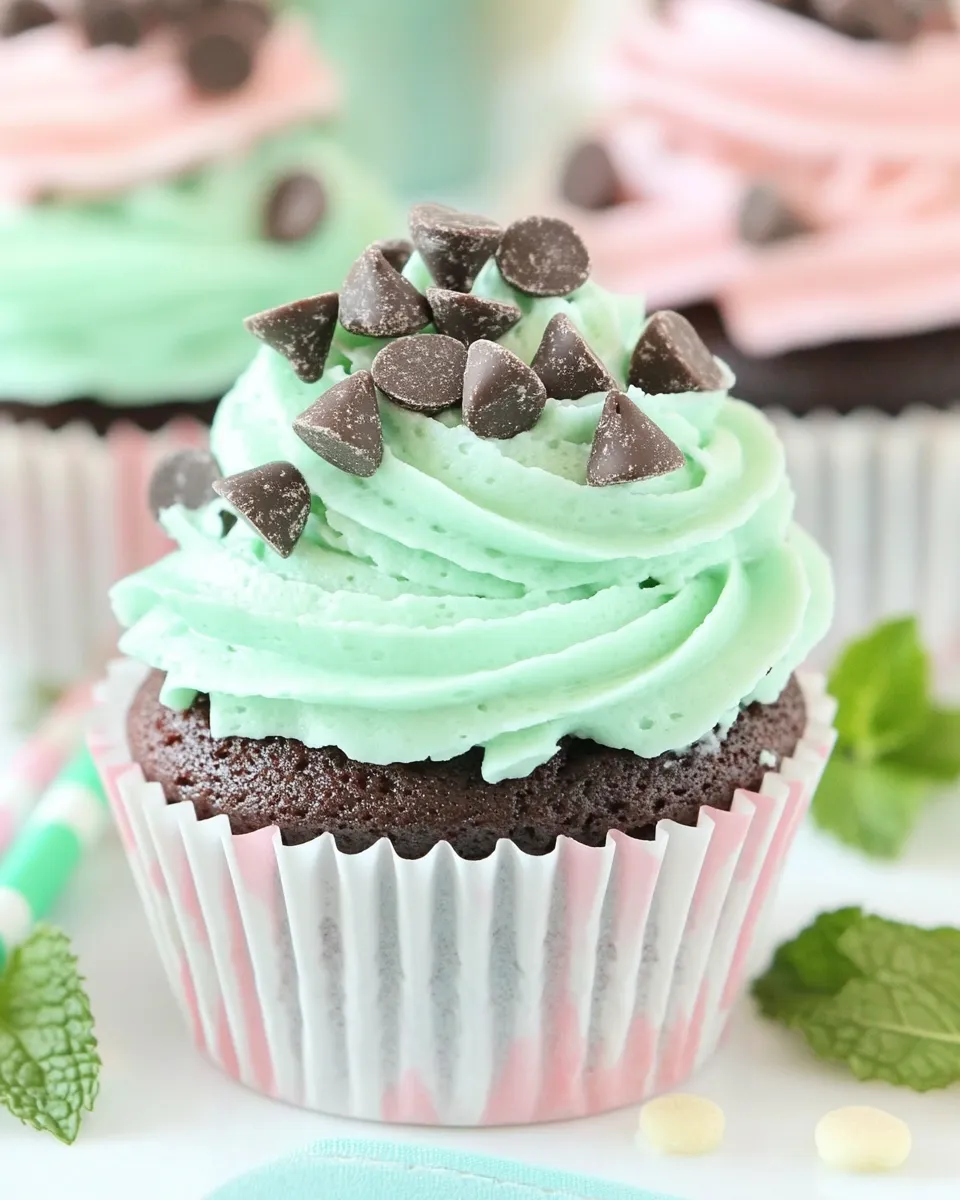 Delicious Mint Chip Milkshake Cupcakes shot