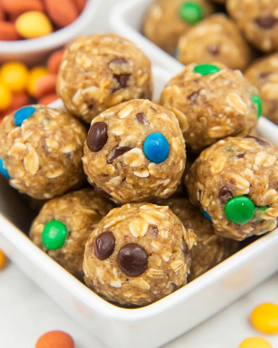 Delicious Monster Cookie Energy Balls (No Bake!) shot