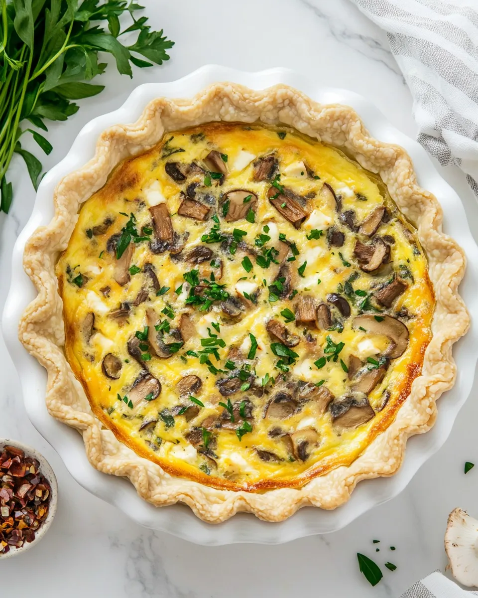 Delicious Mushroom and Goat Cheese Quiche recipe image