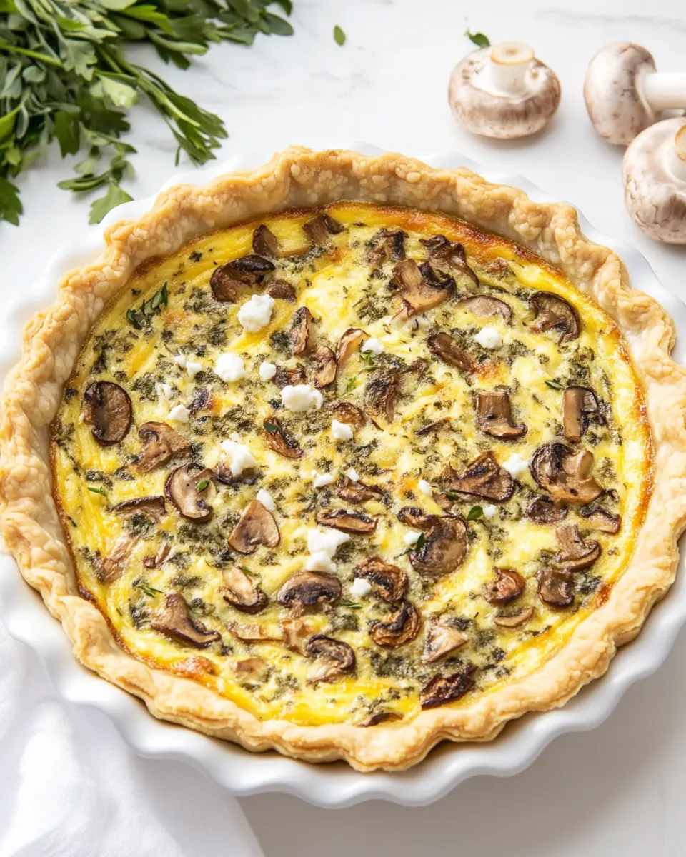 Savory Mushroom and Goat Cheese Quiche food shot