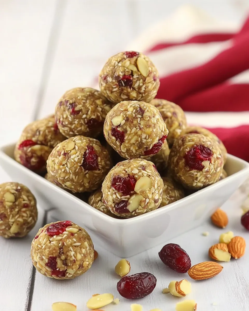 Quick No-Bake Almond Cranberry Energy Balls dish photo