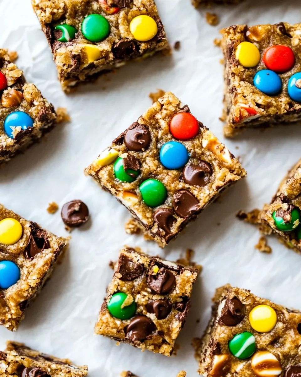 Easy No Bake Monster Cookie Bars recipe photo