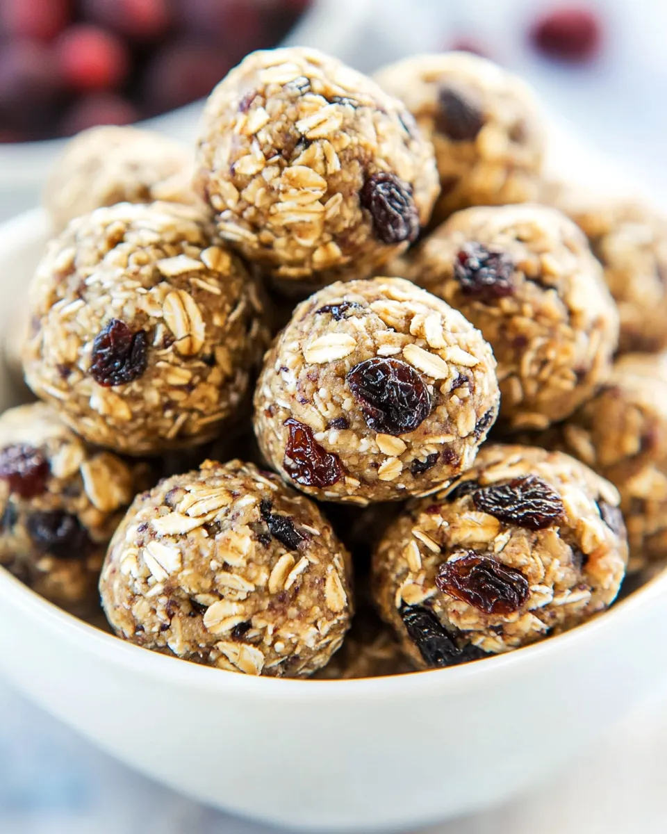 Homemade No Bake Oatmeal Raisin Energy Balls Recipe photo