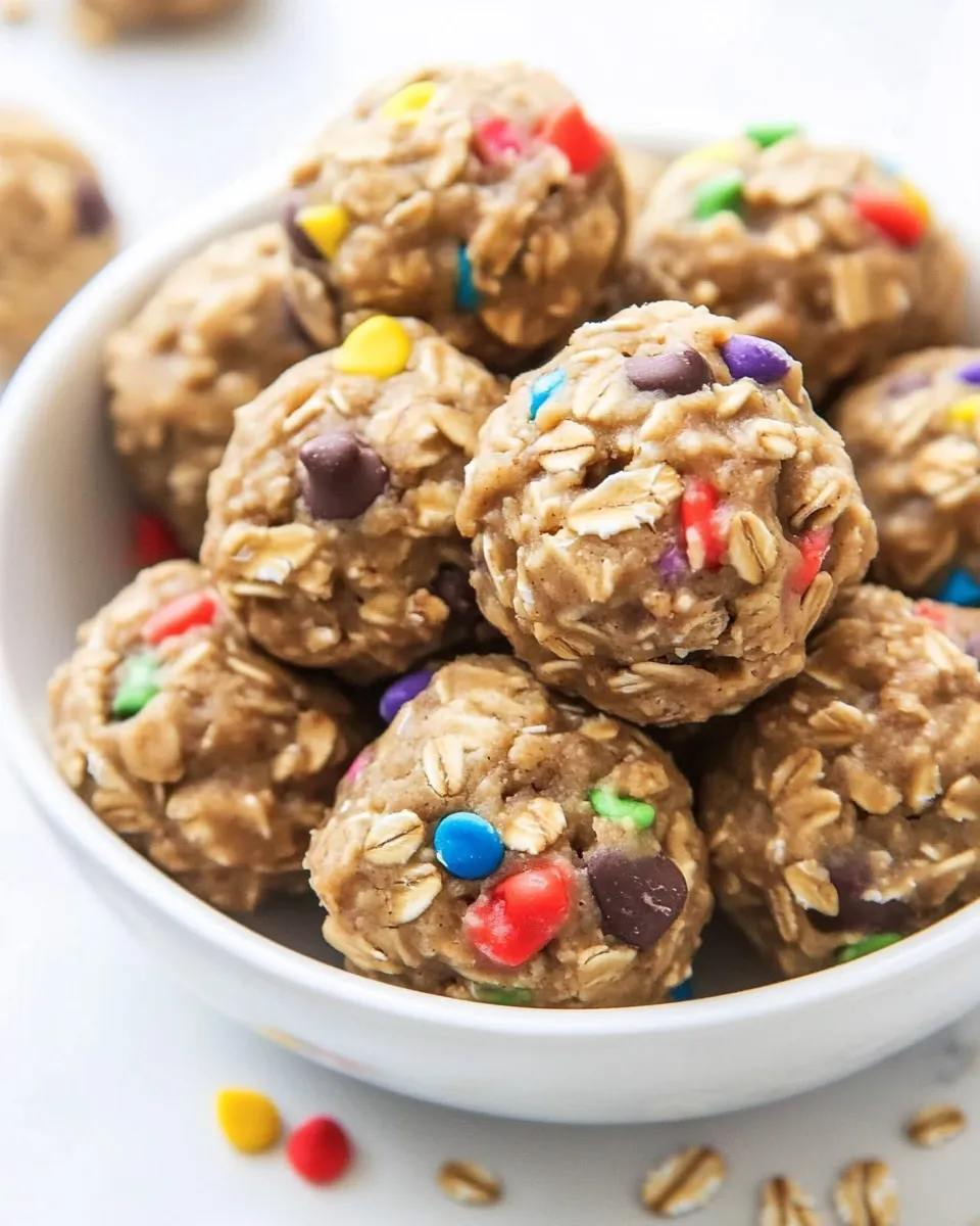 Quick No Bake Peanut Butter Oatmeal Cookie Balls shot