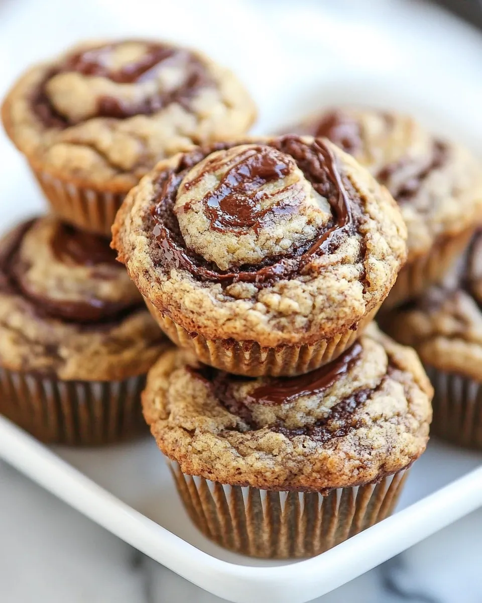 Homemade Nutella Stuffed Whole Wheat Peanut Butter Banana and Zucchini Muffins photo