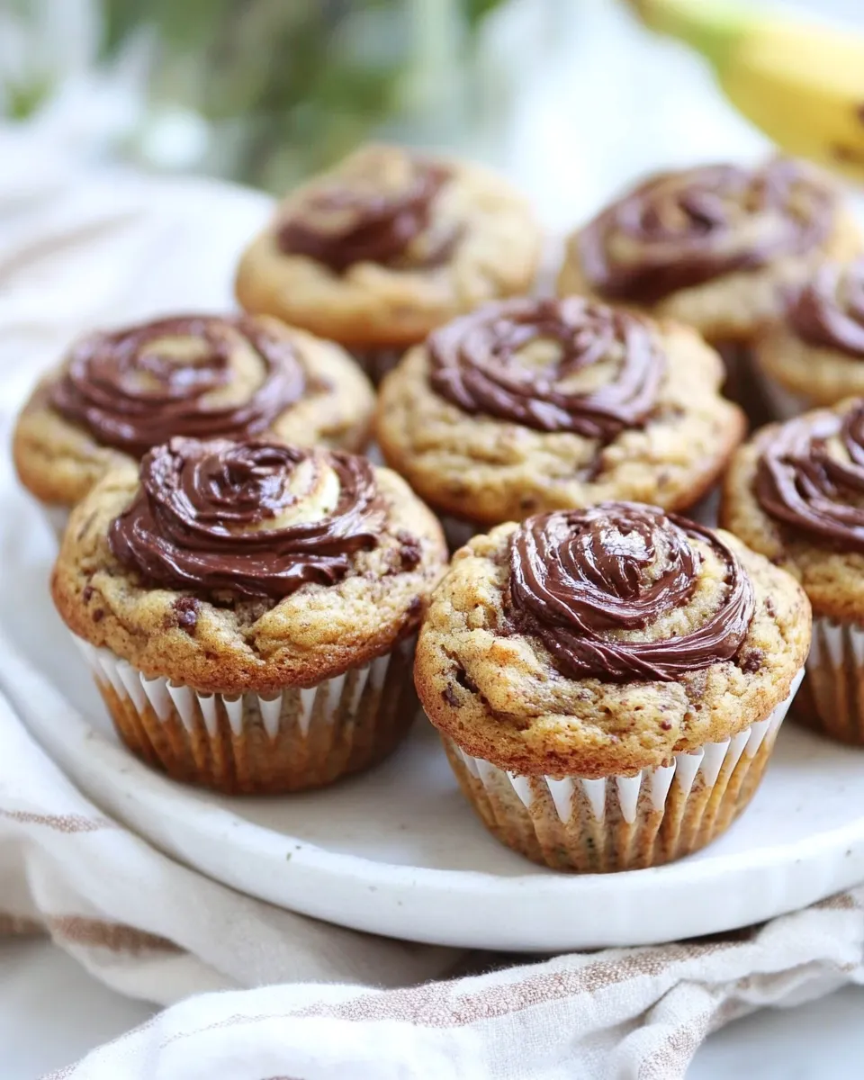 Easy Nutella Stuffed Whole Wheat Peanut Butter Banana and Zucchini Muffins shot