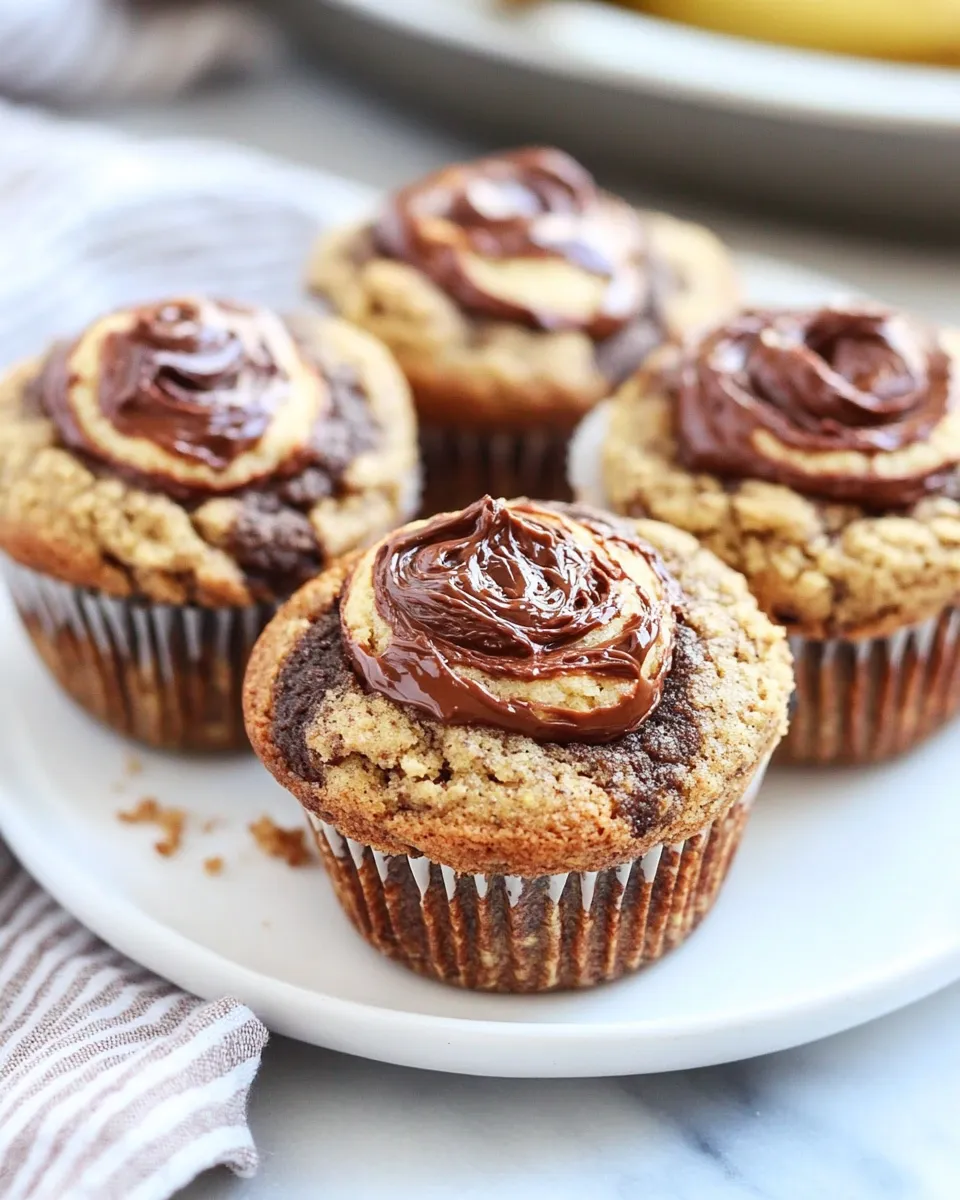 Best Nutella Stuffed Whole Wheat Peanut Butter Banana and Zucchini Muffins recipe photo