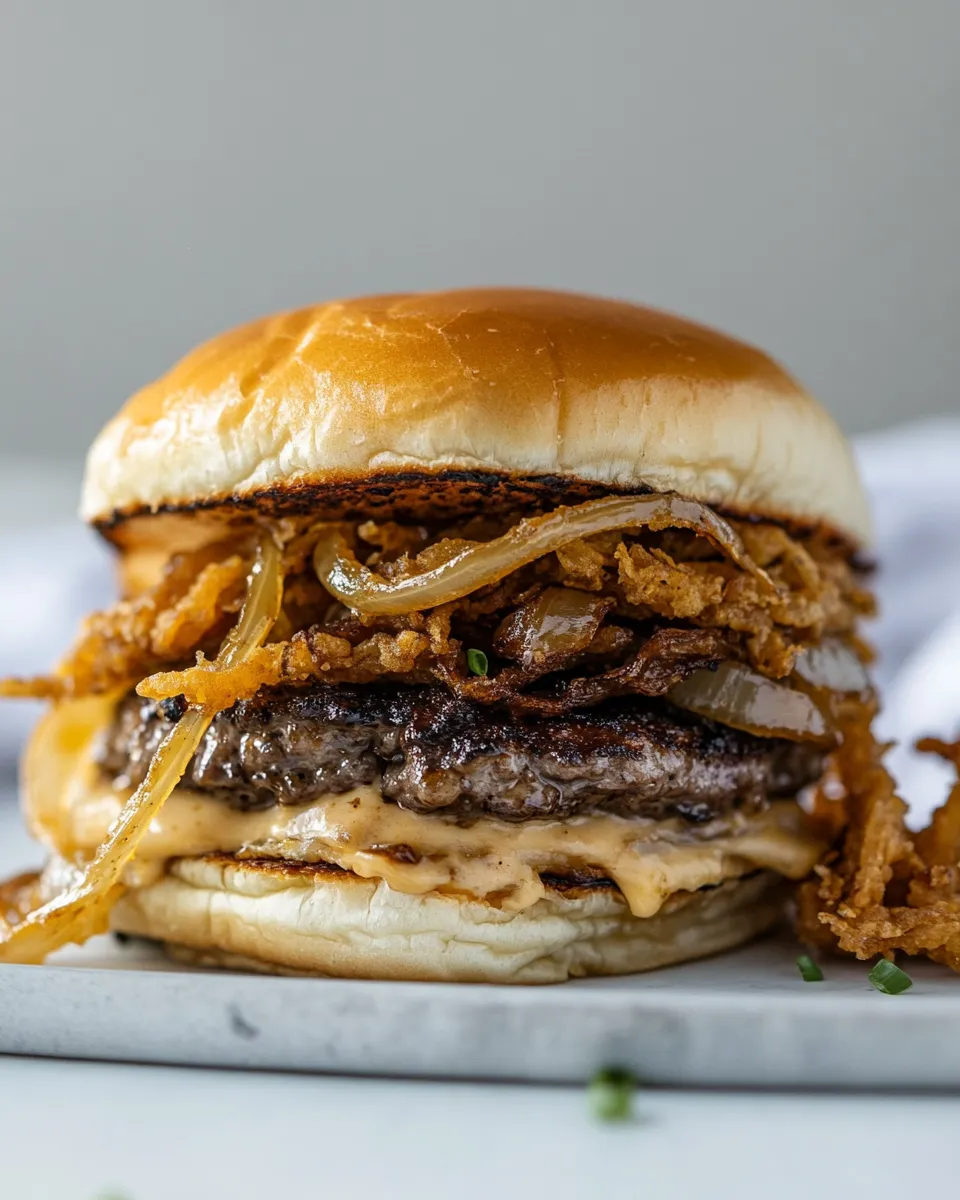 Homemade Oklahoma Fried Onion Burgers recipe photo