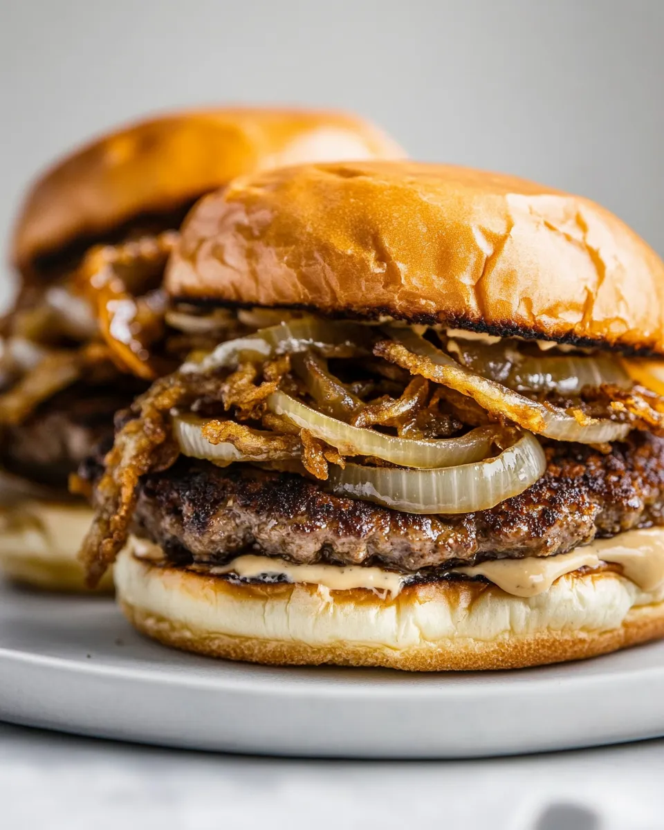 Classic Oklahoma Fried Onion Burgers dish photo