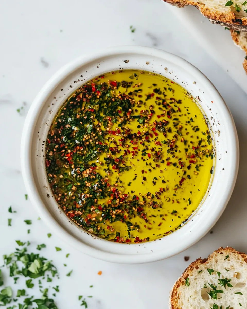 Delicious Olive Oil Bread Dip shot