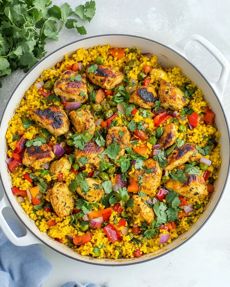 Savory One Pan Moroccan Chicken and Couscous recipe photo