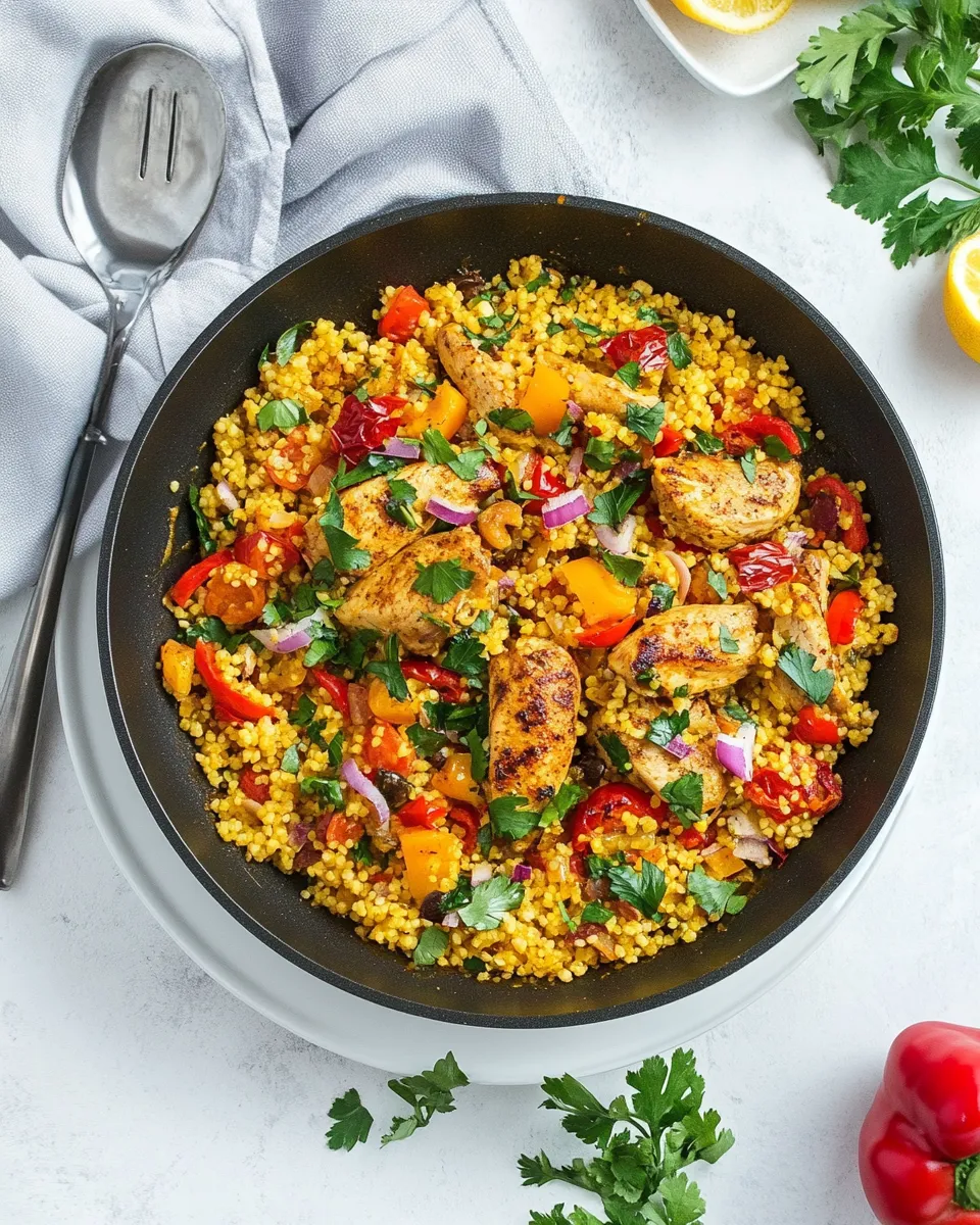 Quick One Pan Moroccan Chicken and Couscous dish photo