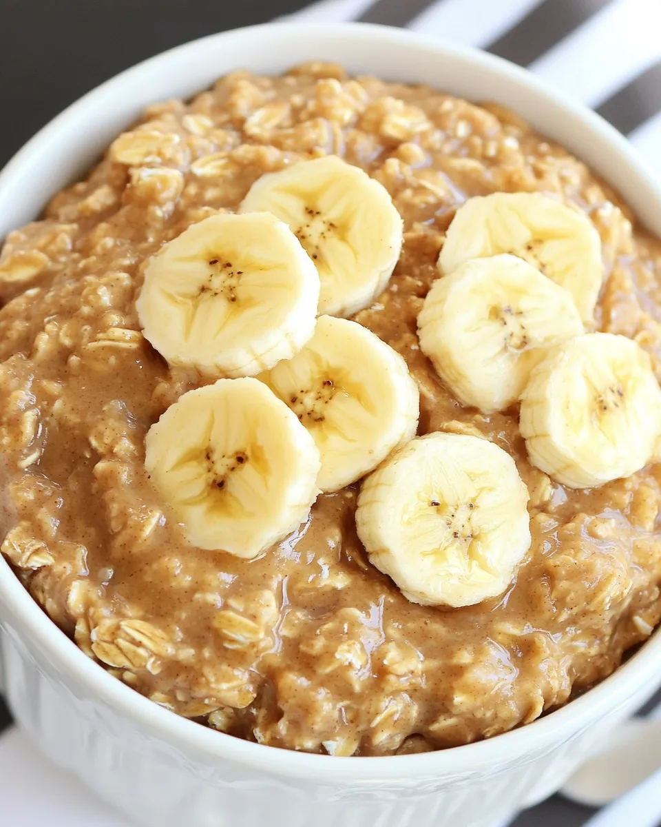 Delicious Peanut Butter Banana Crockpot Oatmeal image