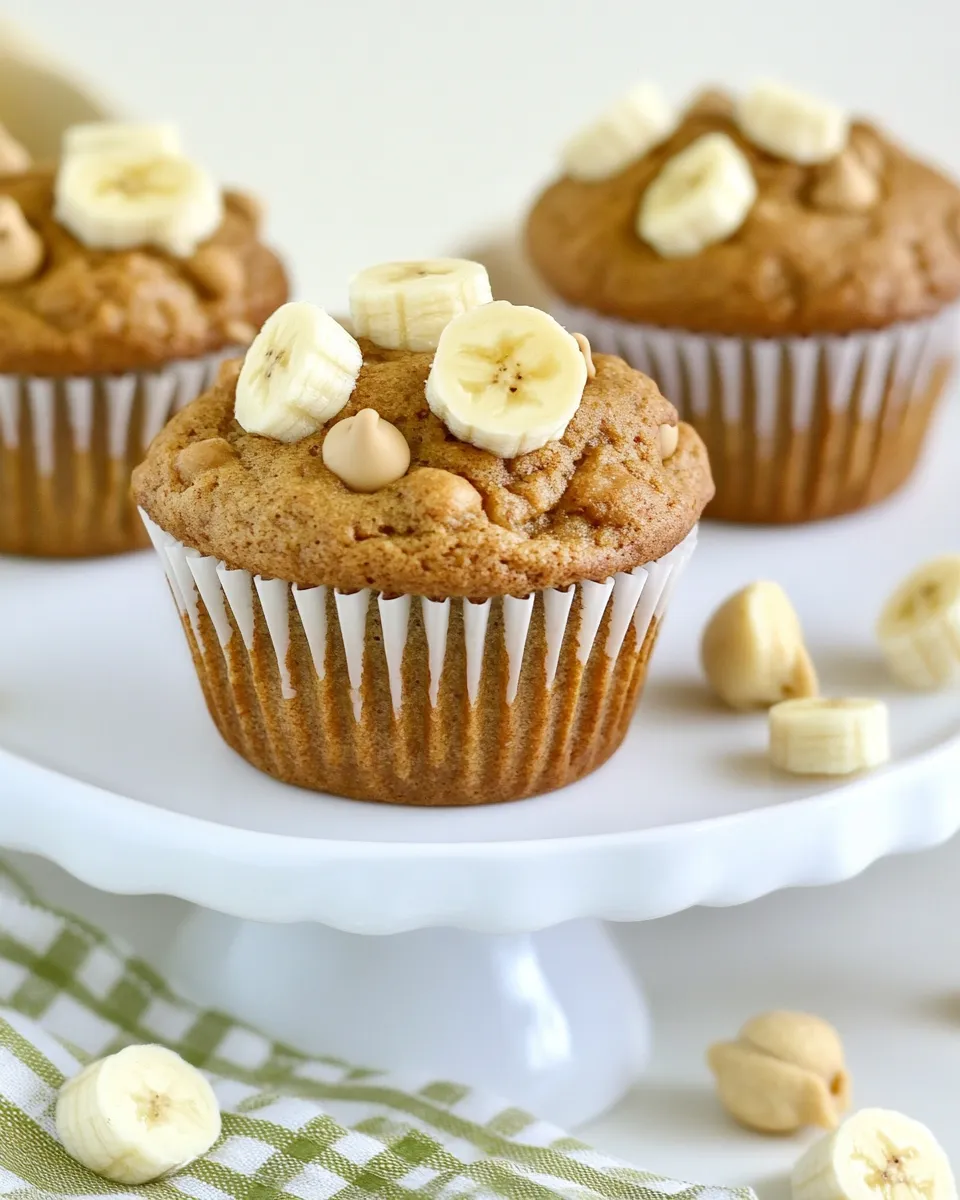 Delicious Peanut Butter Banana White Chocolate Chip Muffins image