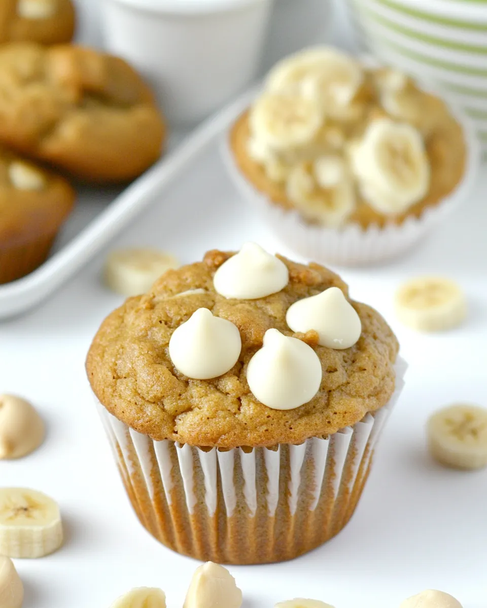 Tasty Peanut Butter Banana White Chocolate Chip Muffins shot
