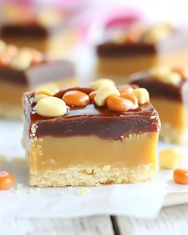 Homemade Peanut Butter Caramel Shortbread Bars (millionaire bars) recipe photo