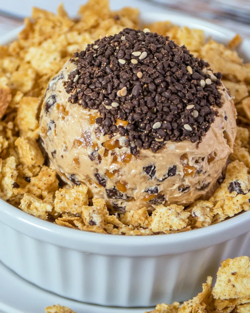 Delicious Peanut Butter Cheese Ball Dip shot