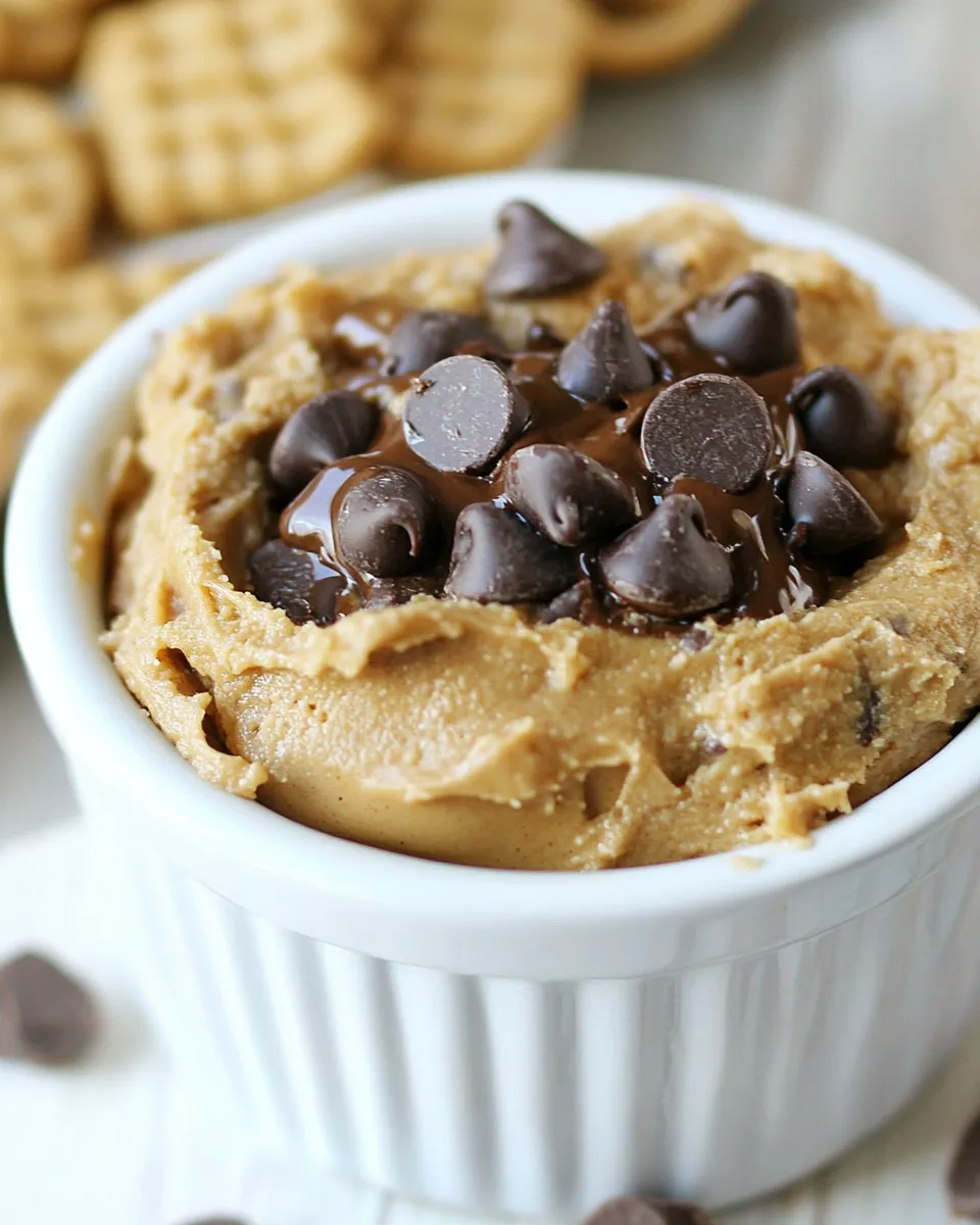 Easy Peanut Butter Chocolate Chip Cookie Dough Dip Recipe shot